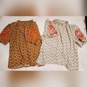 Floral Embroidered Women's Shirt Set